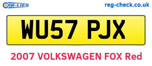 WU57PJX are the vehicle registration plates.