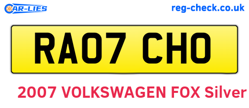 RA07CHO are the vehicle registration plates.