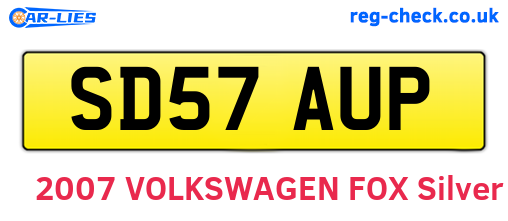SD57AUP are the vehicle registration plates.