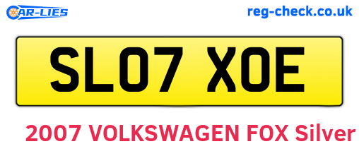 SL07XOE are the vehicle registration plates.