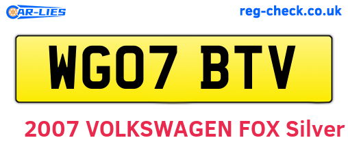 WG07BTV are the vehicle registration plates.