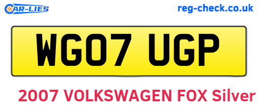 WG07UGP are the vehicle registration plates.
