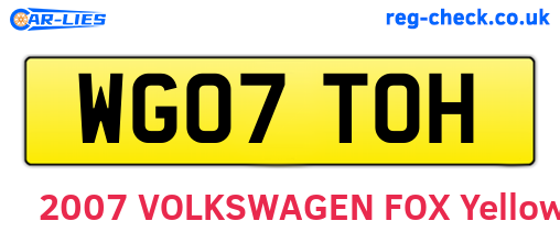 WG07TOH are the vehicle registration plates.