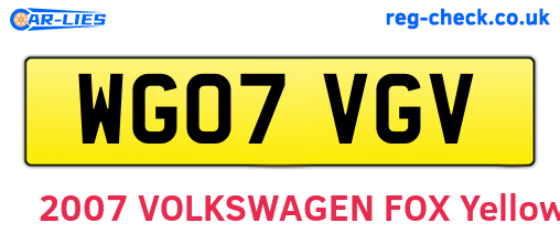 WG07VGV are the vehicle registration plates.