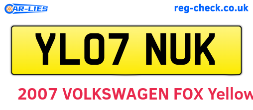 YL07NUK are the vehicle registration plates.