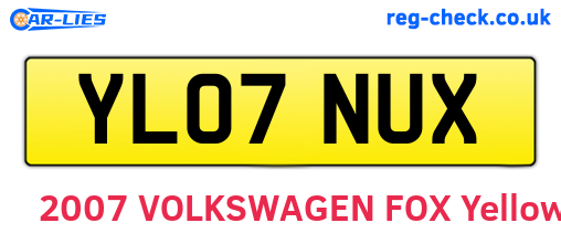 YL07NUX are the vehicle registration plates.