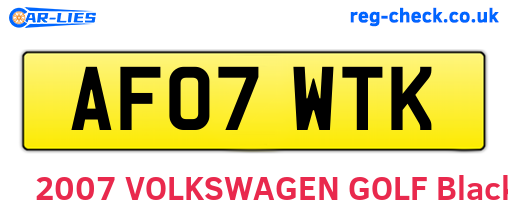 AF07WTK are the vehicle registration plates.