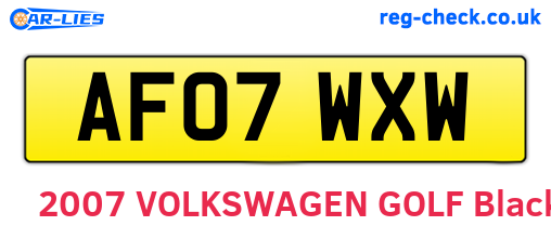 AF07WXW are the vehicle registration plates.