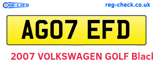 AG07EFD are the vehicle registration plates.