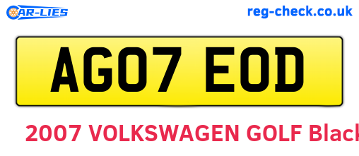 AG07EOD are the vehicle registration plates.