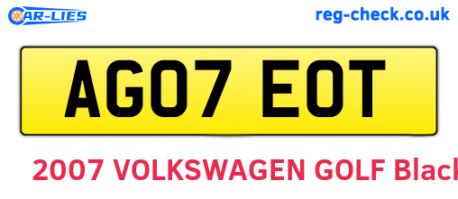 AG07EOT are the vehicle registration plates.