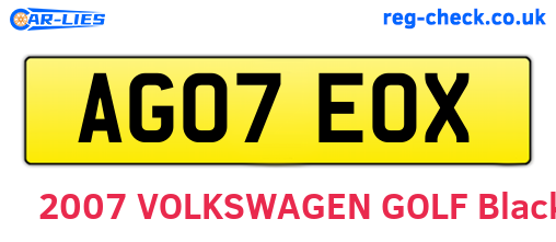 AG07EOX are the vehicle registration plates.