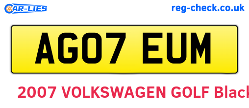 AG07EUM are the vehicle registration plates.