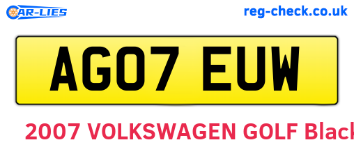 AG07EUW are the vehicle registration plates.