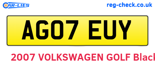 AG07EUY are the vehicle registration plates.