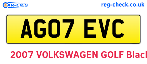 AG07EVC are the vehicle registration plates.