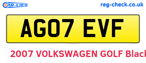 AG07EVF are the vehicle registration plates.