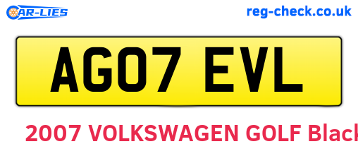 AG07EVL are the vehicle registration plates.