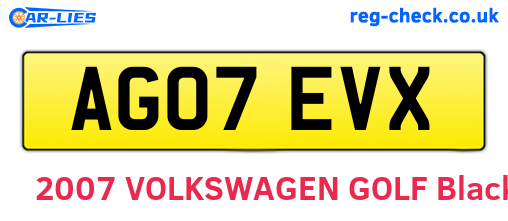 AG07EVX are the vehicle registration plates.