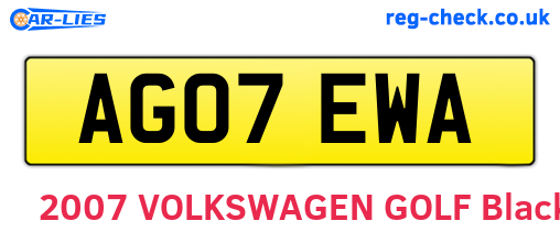 AG07EWA are the vehicle registration plates.