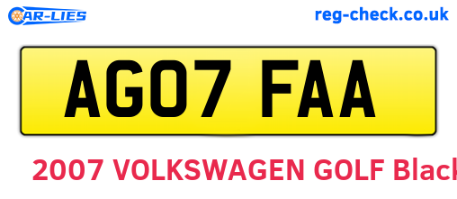 AG07FAA are the vehicle registration plates.