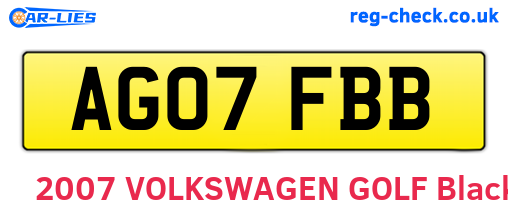 AG07FBB are the vehicle registration plates.