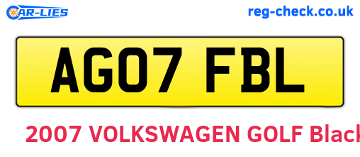 AG07FBL are the vehicle registration plates.