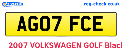 AG07FCE are the vehicle registration plates.