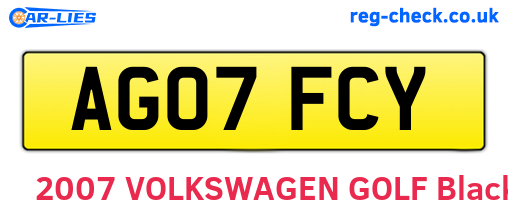 AG07FCY are the vehicle registration plates.