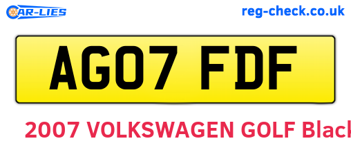AG07FDF are the vehicle registration plates.