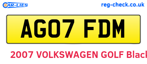 AG07FDM are the vehicle registration plates.