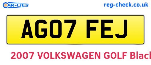 AG07FEJ are the vehicle registration plates.