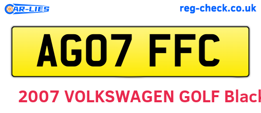 AG07FFC are the vehicle registration plates.