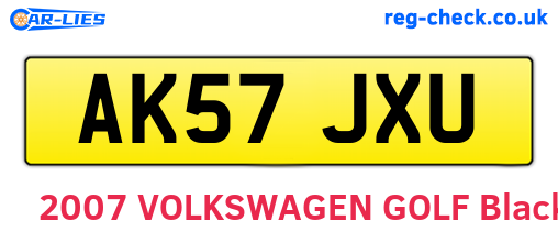 AK57JXU are the vehicle registration plates.