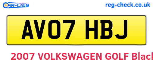 AV07HBJ are the vehicle registration plates.