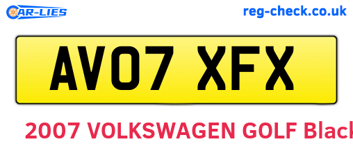 AV07XFX are the vehicle registration plates.