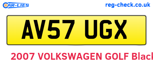 AV57UGX are the vehicle registration plates.