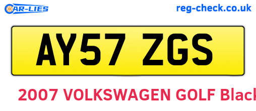 AY57ZGS are the vehicle registration plates.