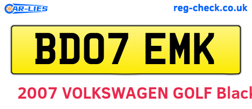 BD07EMK are the vehicle registration plates.
