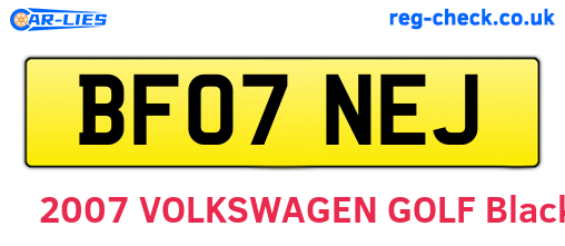 BF07NEJ are the vehicle registration plates.