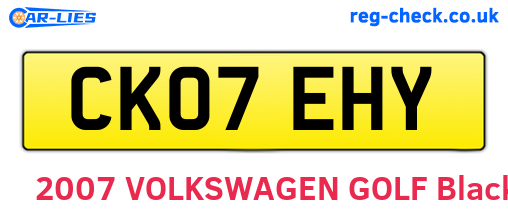 CK07EHY are the vehicle registration plates.