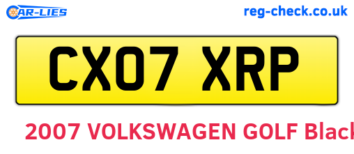 CX07XRP are the vehicle registration plates.