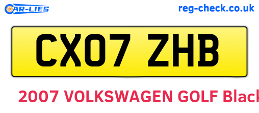 CX07ZHB are the vehicle registration plates.