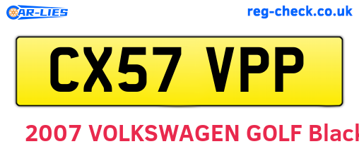 CX57VPP are the vehicle registration plates.