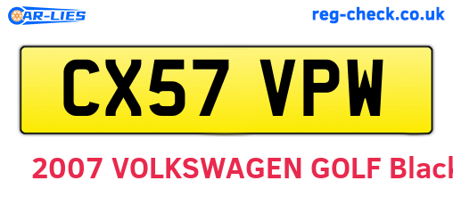 CX57VPW are the vehicle registration plates.