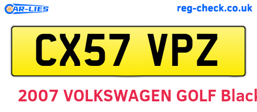 CX57VPZ are the vehicle registration plates.