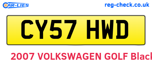 CY57HWD are the vehicle registration plates.