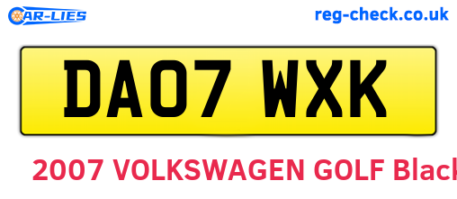 DA07WXK are the vehicle registration plates.