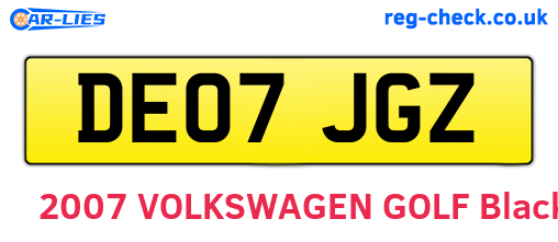 DE07JGZ are the vehicle registration plates.