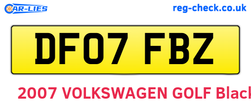 DF07FBZ are the vehicle registration plates.